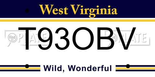 T93OBV West Virginia License Plate