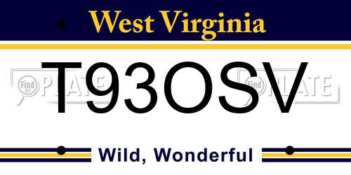 T93OSV West Virginia License Plate