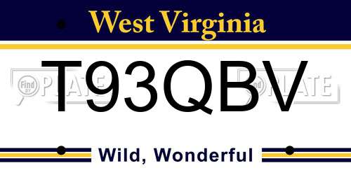 T93QBV West Virginia License Plate