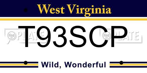 T93SCP West Virginia License Plate