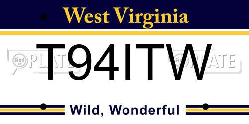 T94ITW West Virginia License Plate