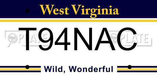T94NAC West Virginia License Plate