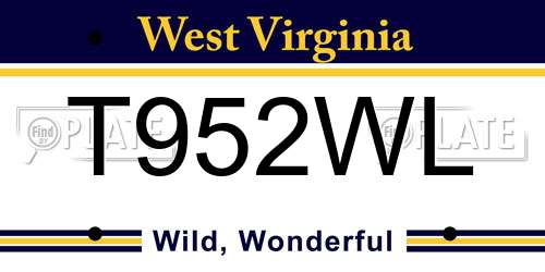 T952WL West Virginia License Plate