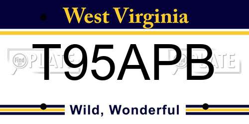 T95APB West Virginia License Plate