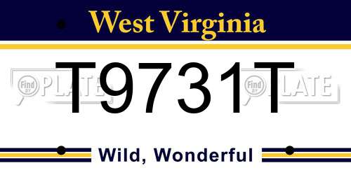 T9731T West Virginia License Plate