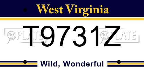 T9731Z West Virginia License Plate