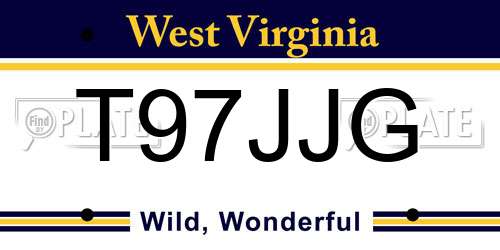 T97JJG West Virginia License Plate