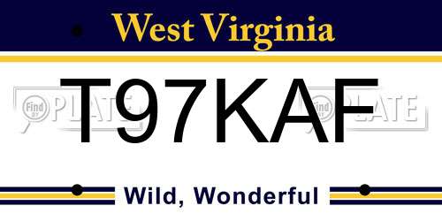 T97KAF West Virginia License Plate