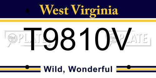 T9810V West Virginia License Plate