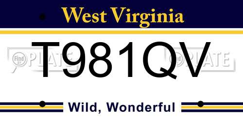 T981QV West Virginia License Plate