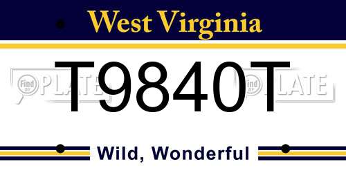 T9840T West Virginia License Plate