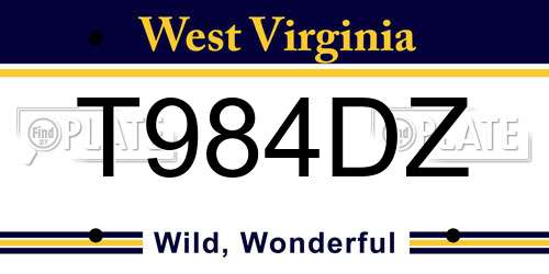 T984DZ West Virginia License Plate