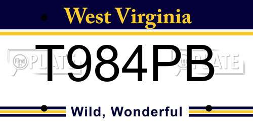 T984PB West Virginia License Plate