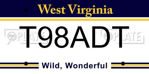 T98ADT West Virginia License Plate