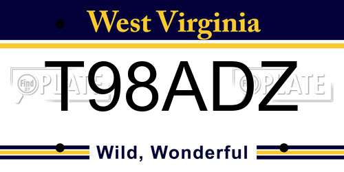 T98ADZ West Virginia License Plate