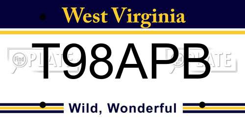 T98APB West Virginia License Plate