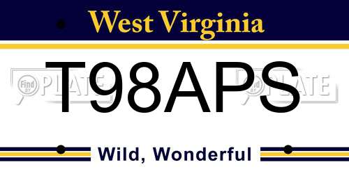 T98APS West Virginia License Plate