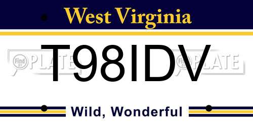 T98IDV West Virginia License Plate