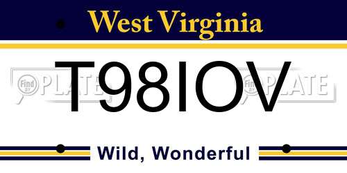 T98IOV West Virginia License Plate
