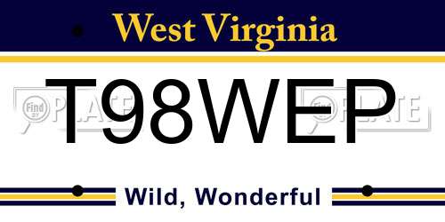T98WEP West Virginia License Plate