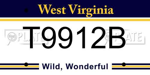 T9912B West Virginia License Plate