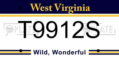 T9912S West Virginia License Plate