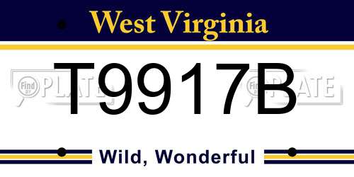 T9917B West Virginia License Plate