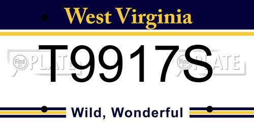 T9917S West Virginia License Plate