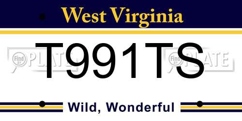 T991TS West Virginia License Plate