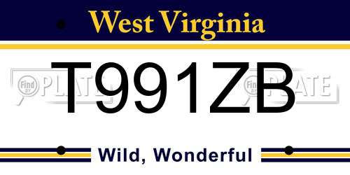 T991ZB West Virginia License Plate