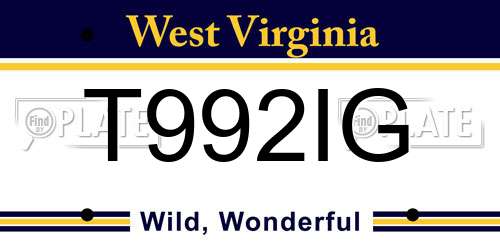 T992IG West Virginia License Plate