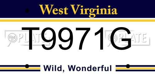 T9971G West Virginia License Plate