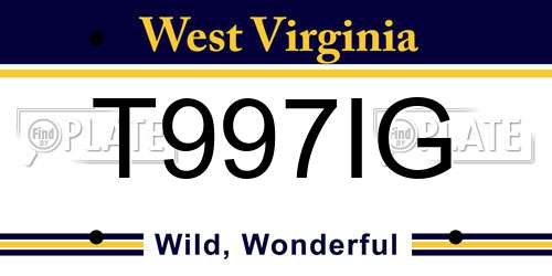 T997IG West Virginia License Plate