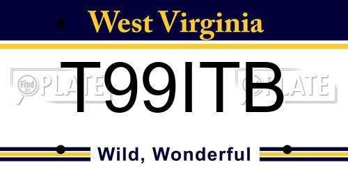 T99ITB West Virginia License Plate