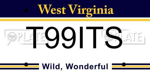 T99ITS West Virginia License Plate