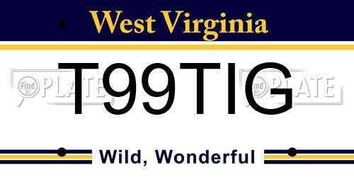 T99TIG West Virginia License Plate