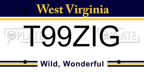T99ZIG West Virginia License Plate