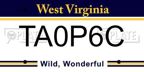 TA0P6C West Virginia License Plate