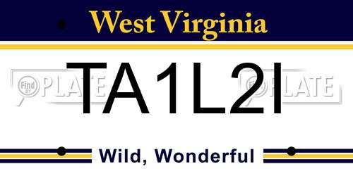 TA1L2I West Virginia License Plate