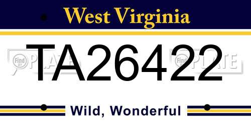 TA26422 West Virginia License Plate