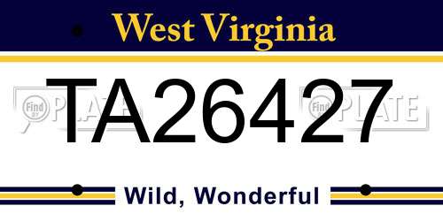 TA26427 West Virginia License Plate