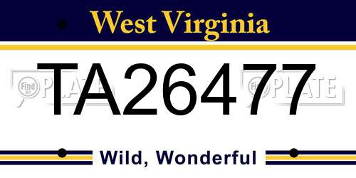TA26477 West Virginia License Plate