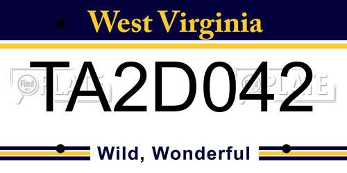 TA2D042 West Virginia License Plate