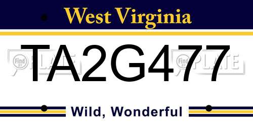 TA2G477 West Virginia License Plate