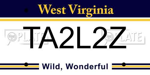 TA2L2Z West Virginia License Plate