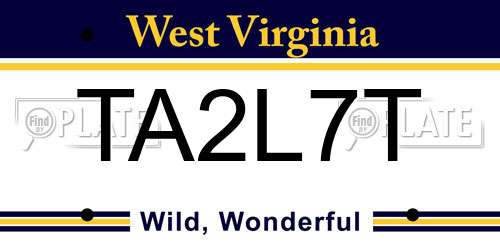 TA2L7T West Virginia License Plate