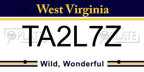 TA2L7Z West Virginia License Plate
