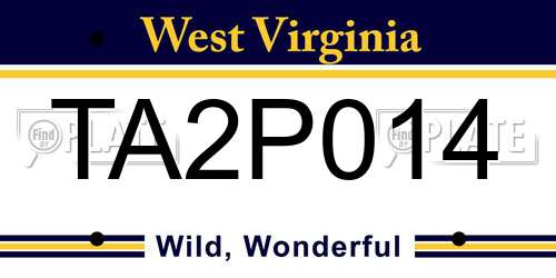 TA2P014 West Virginia License Plate