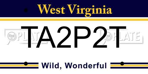 TA2P2T West Virginia License Plate