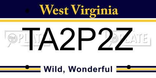 TA2P2Z West Virginia License Plate